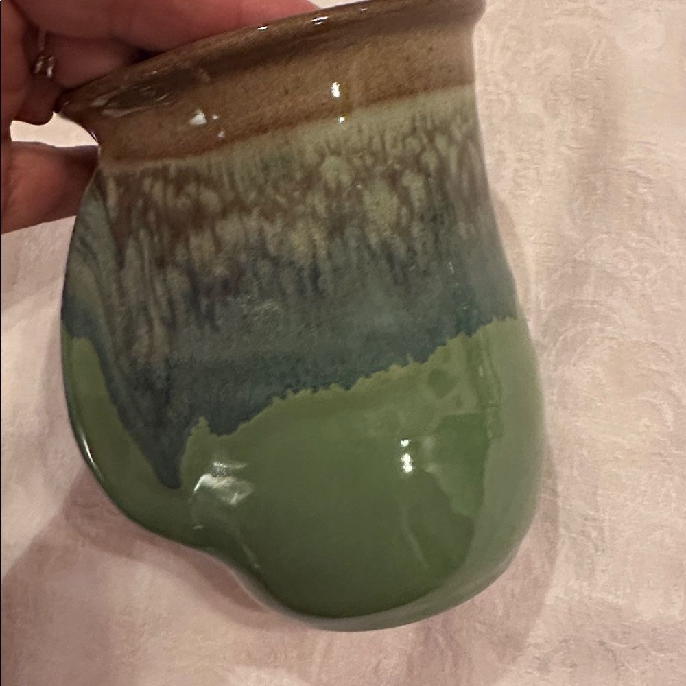 Handcrafted Green and Blue Ceramic Handwarmer Mug - Picture 8 of 9